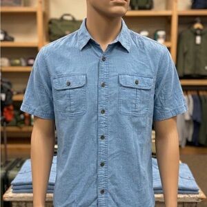 RedHead Men's XL Short Sleeve Button Down Shirt Light Blue 100% Cotton Pockets